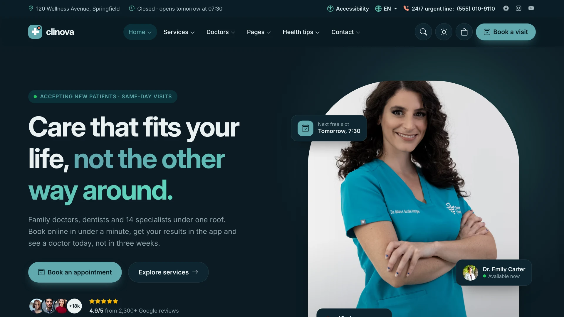 Clinova - Medical Clinic & Healthcare HTML Template