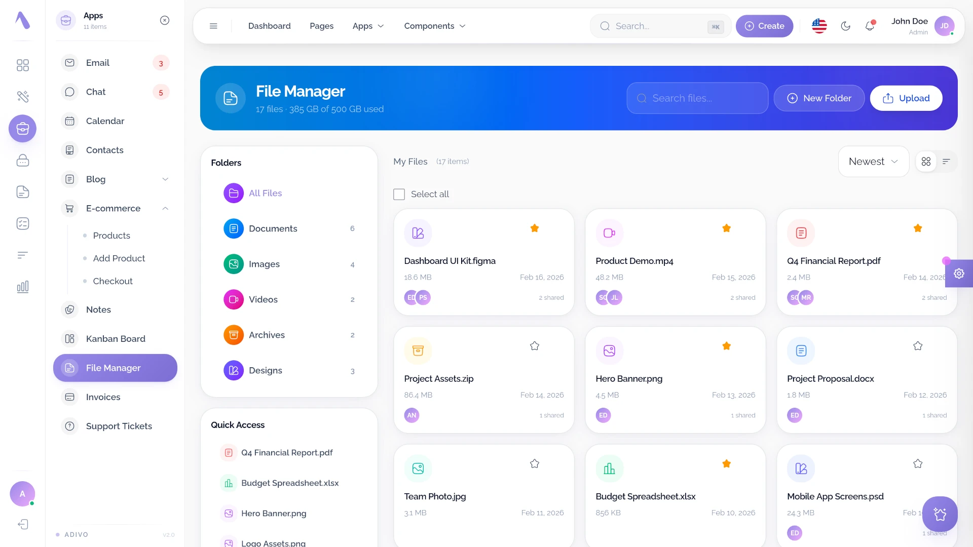Adivo - AI Ready React 19 Admin Dashboard Template