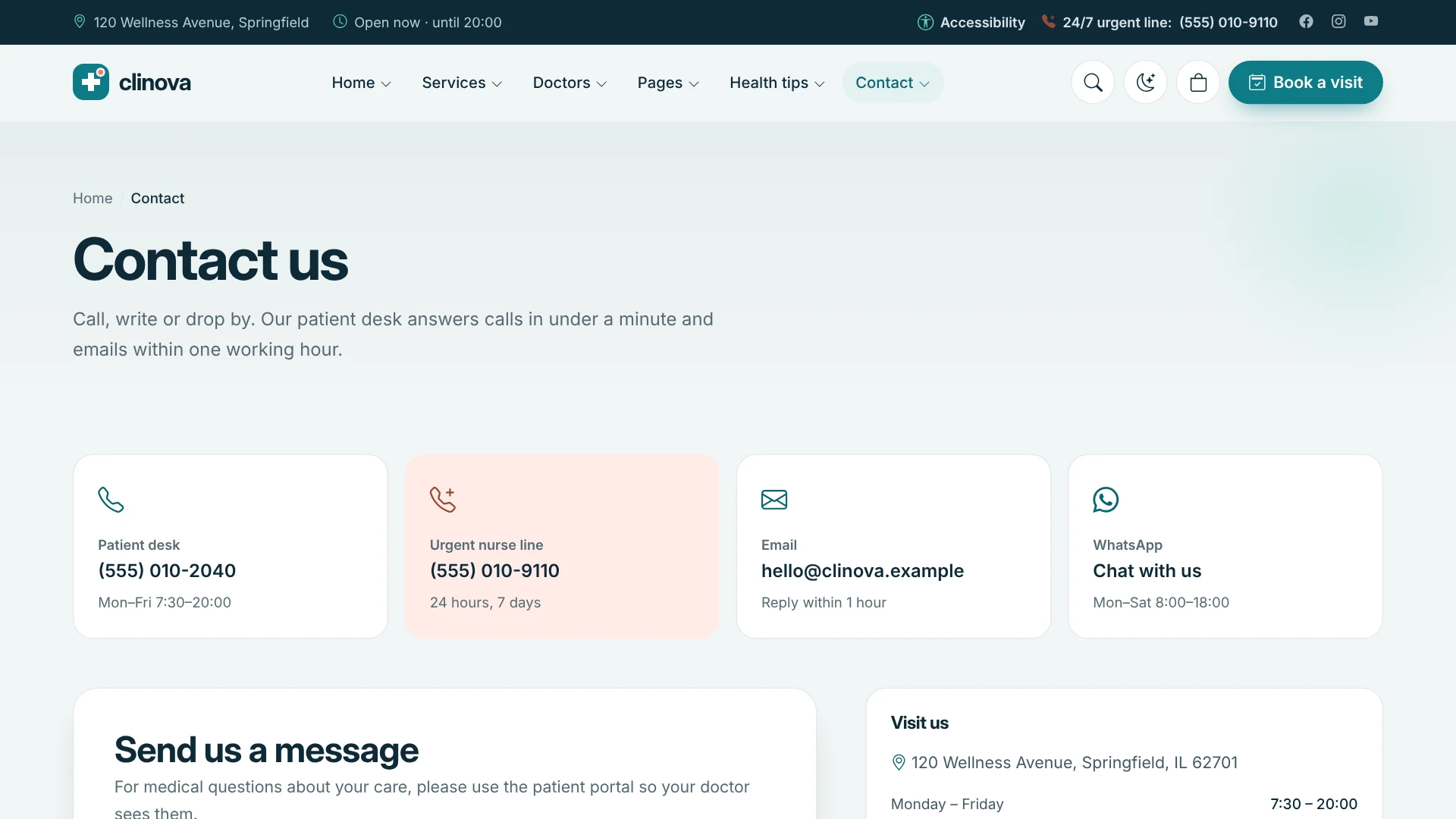 Clinova - Medical Clinic & Healthcare WordPress Theme