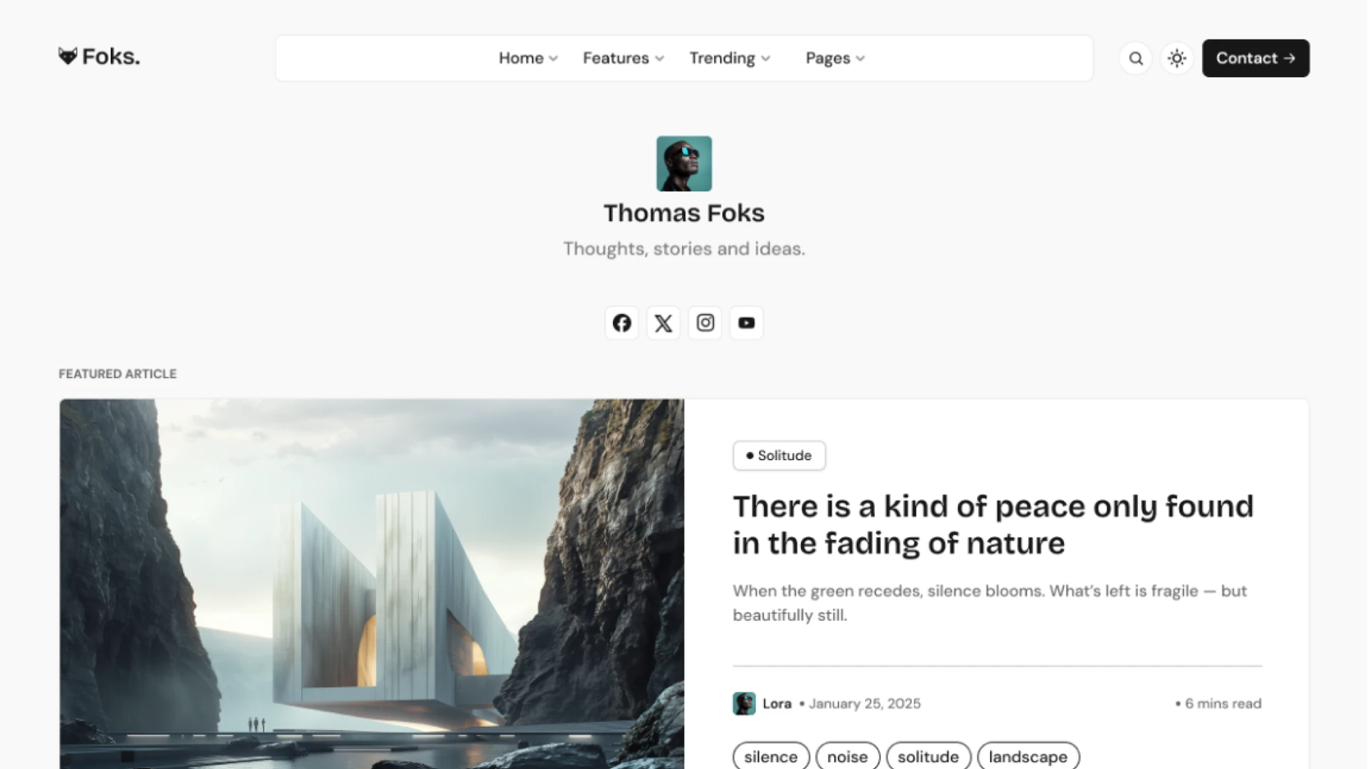 Foks - Lightweight Minimal Magazine & Blog WordPress Theme