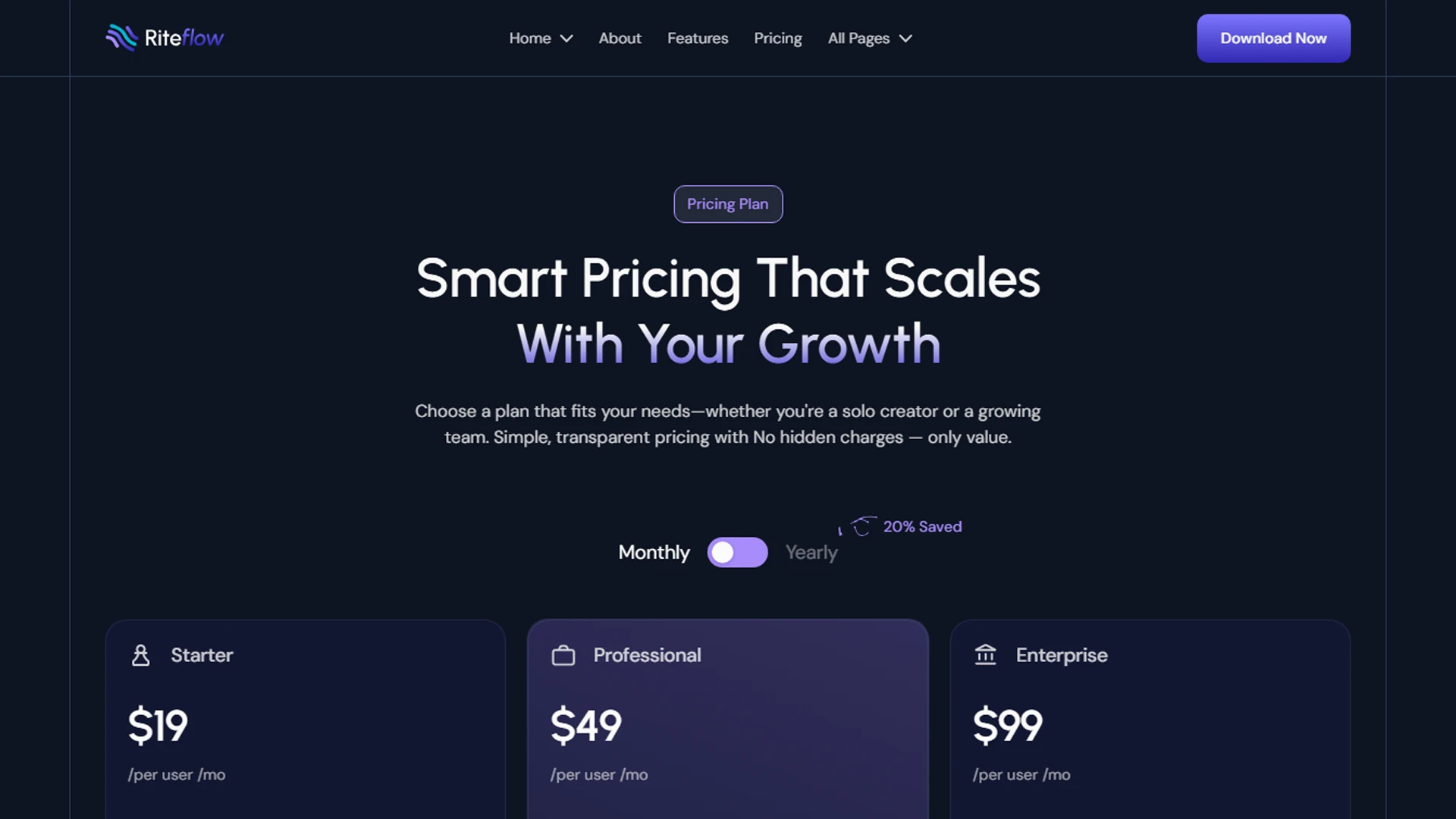 RiteFlow - PHP AI Startup, SaaS & Automation Tech Business Template