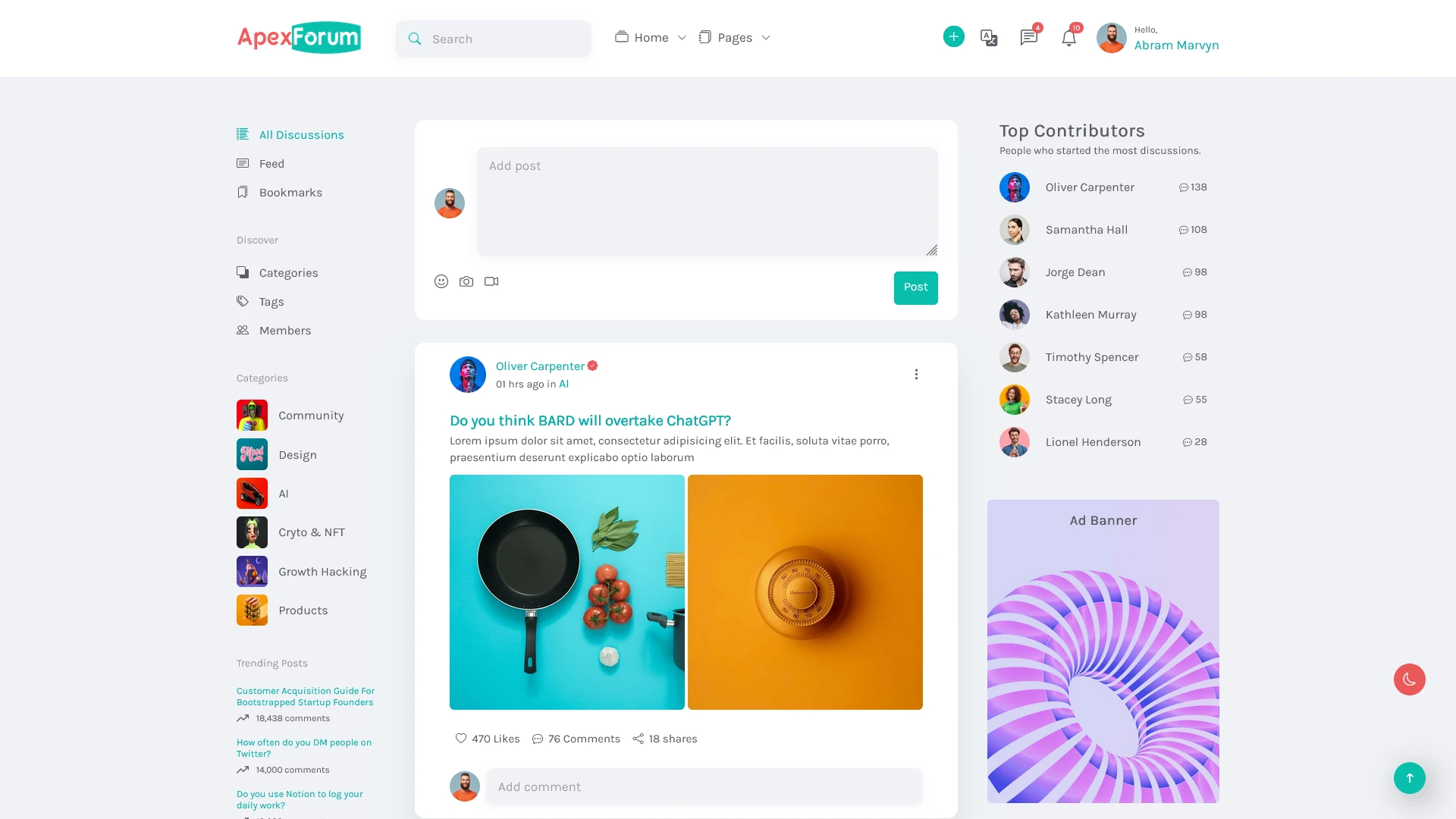 ApexForum - Ultimate Forum & Community Discussions Bootstrap Template
