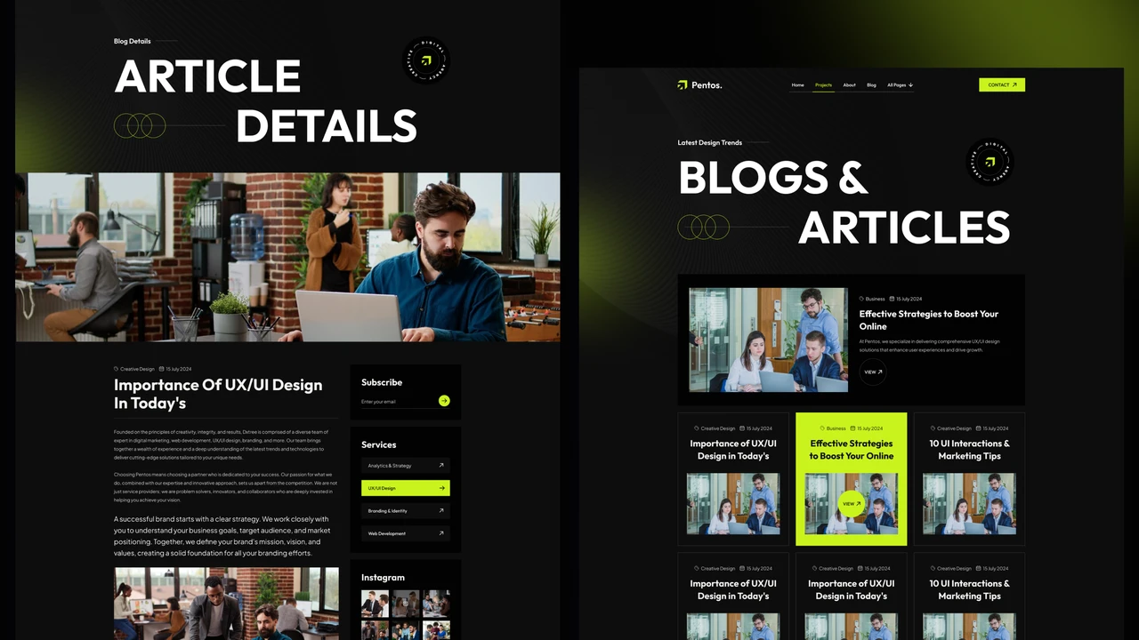 Pentos - Creative Personal Portfolio Figma Template