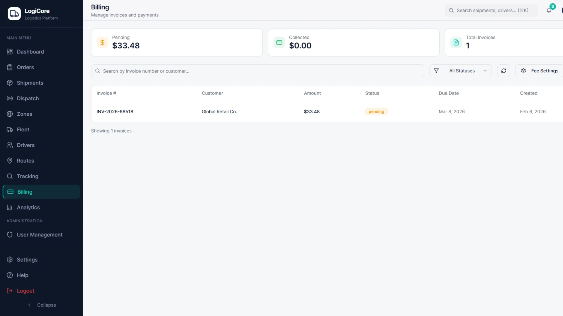 LogiCore - AI-Powered Logistics & Fleet Management SaaS Platform