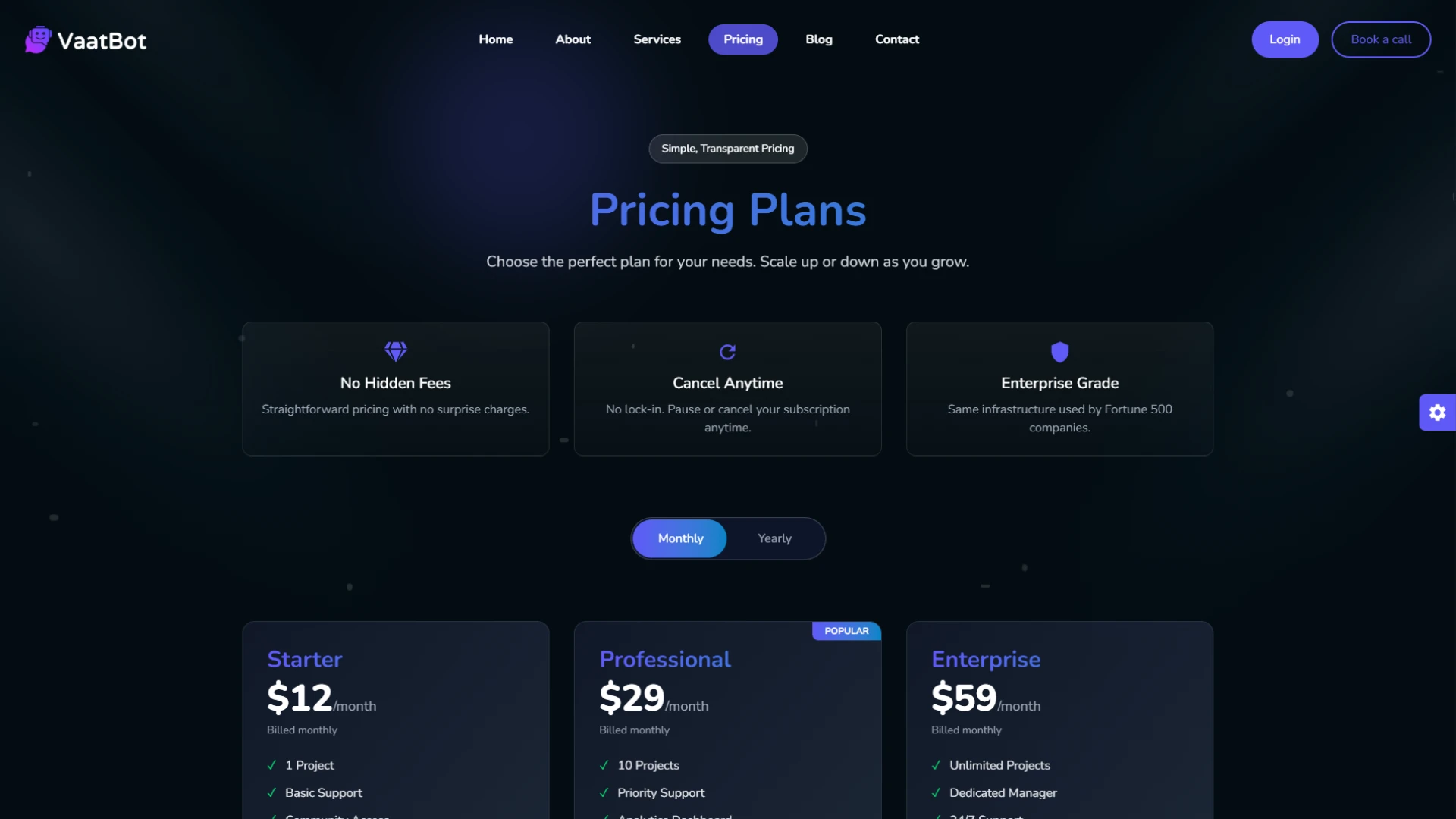 VaatBot - AI Chatbot Landing Website Template NextJS Tailwind Modern SaaS