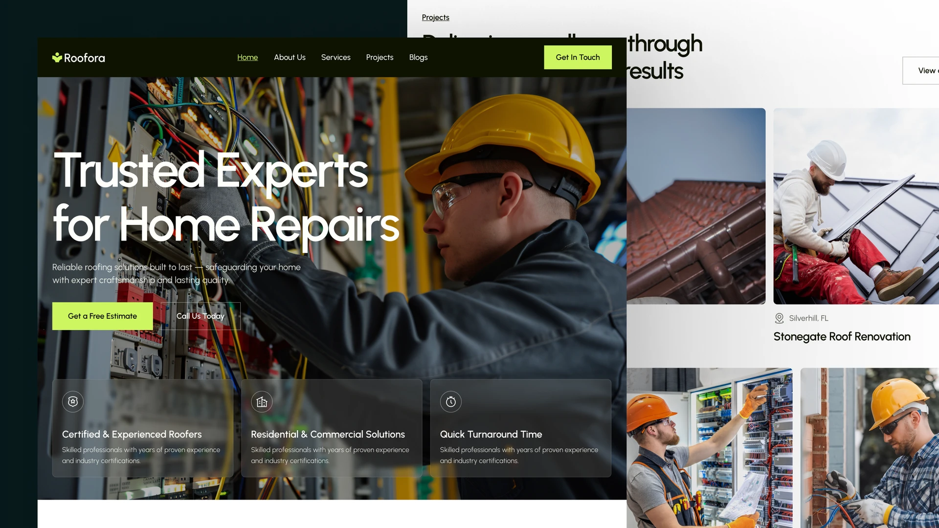 Roofora - Roofing and Solar Services Figma & Framer Template