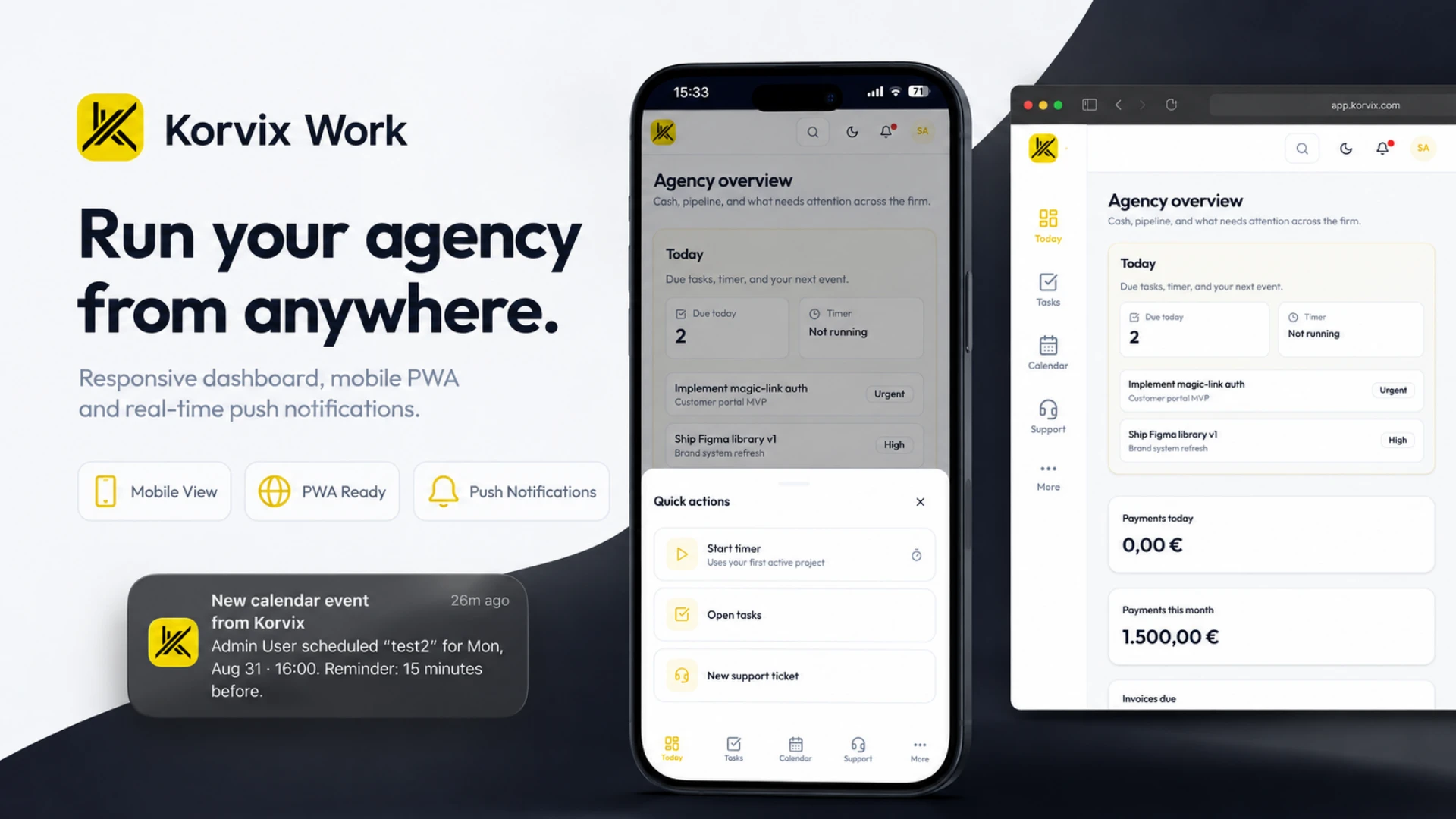 Korvix Work - Laravel & React Admin Dashboard