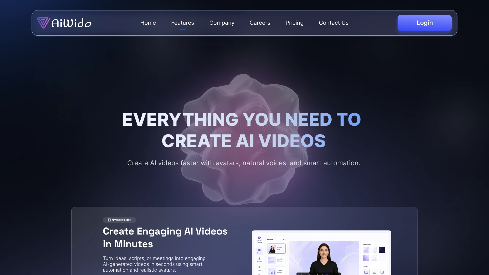 AiWido - Premium Futuristic AI Video Generator SaaS Figma Template