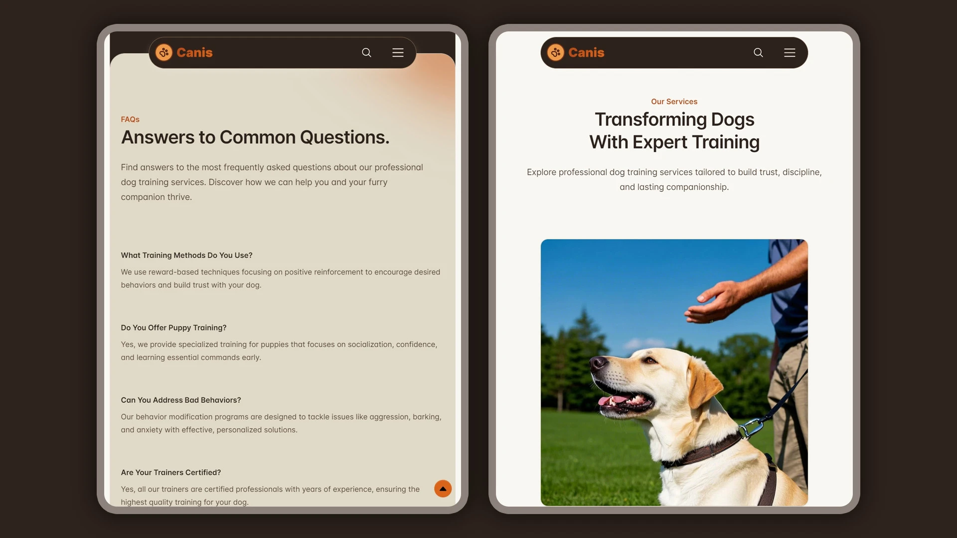 Canis - Professional Dog Training Services HTML Website Template