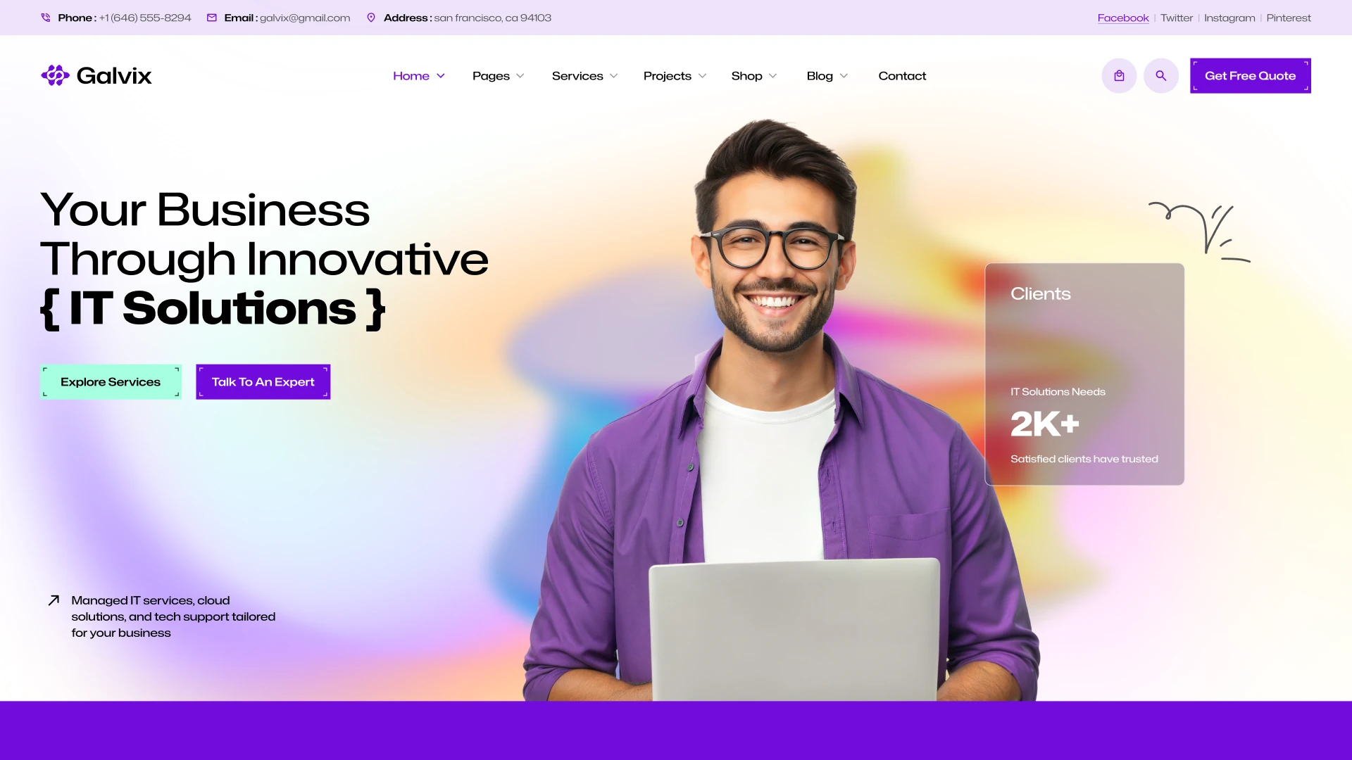 Galvix - Cybersecurity and IT Services Figma Website Template