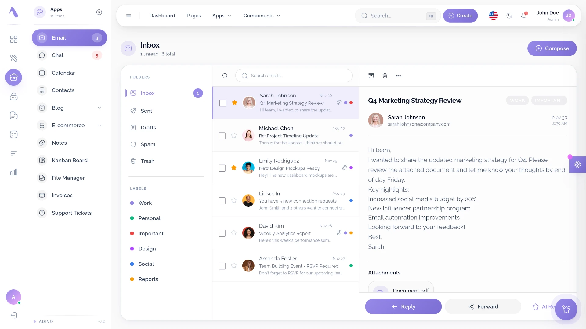 Adivo - AI Ready React 19 Admin Dashboard Template