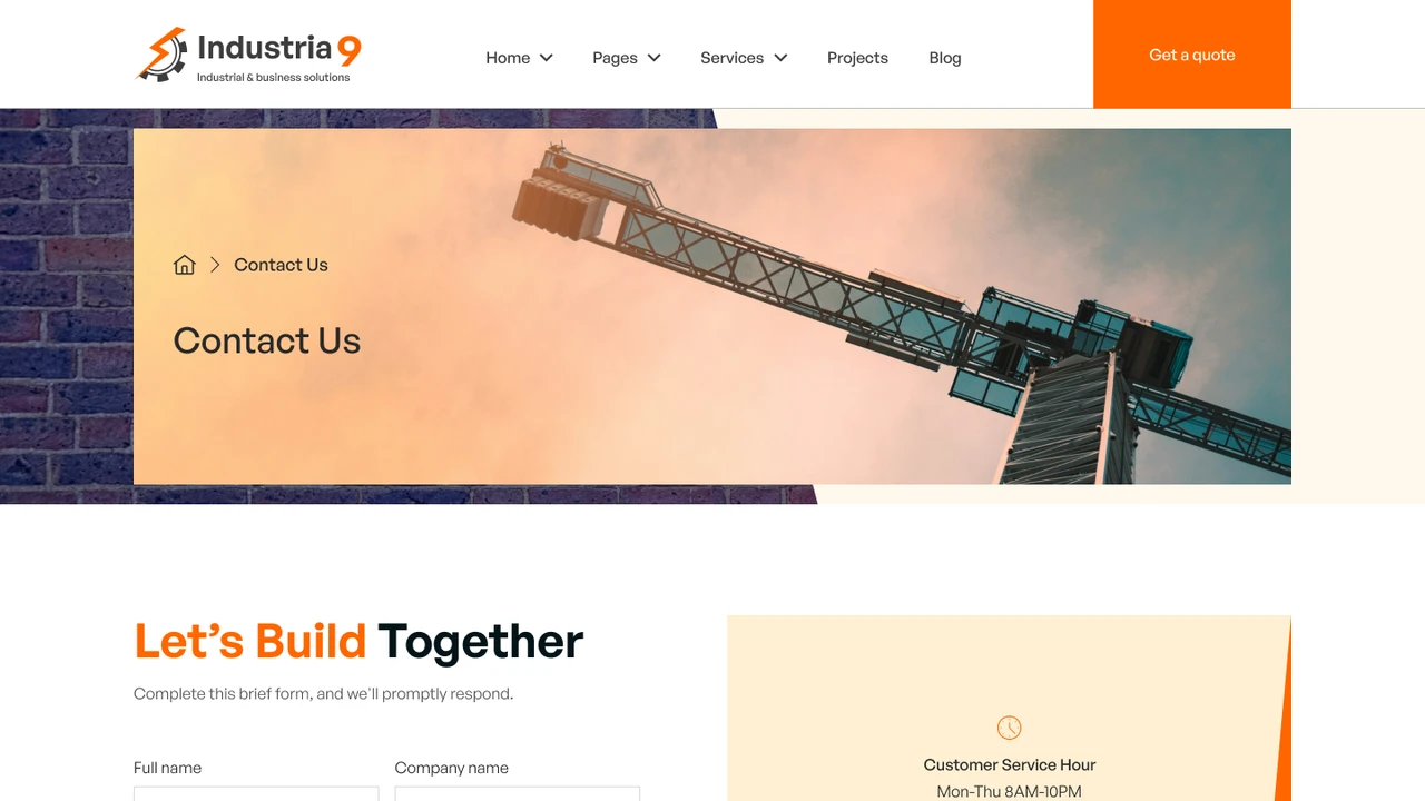 Industria9 - Factory, Industrial, and Building Construction Figma Template