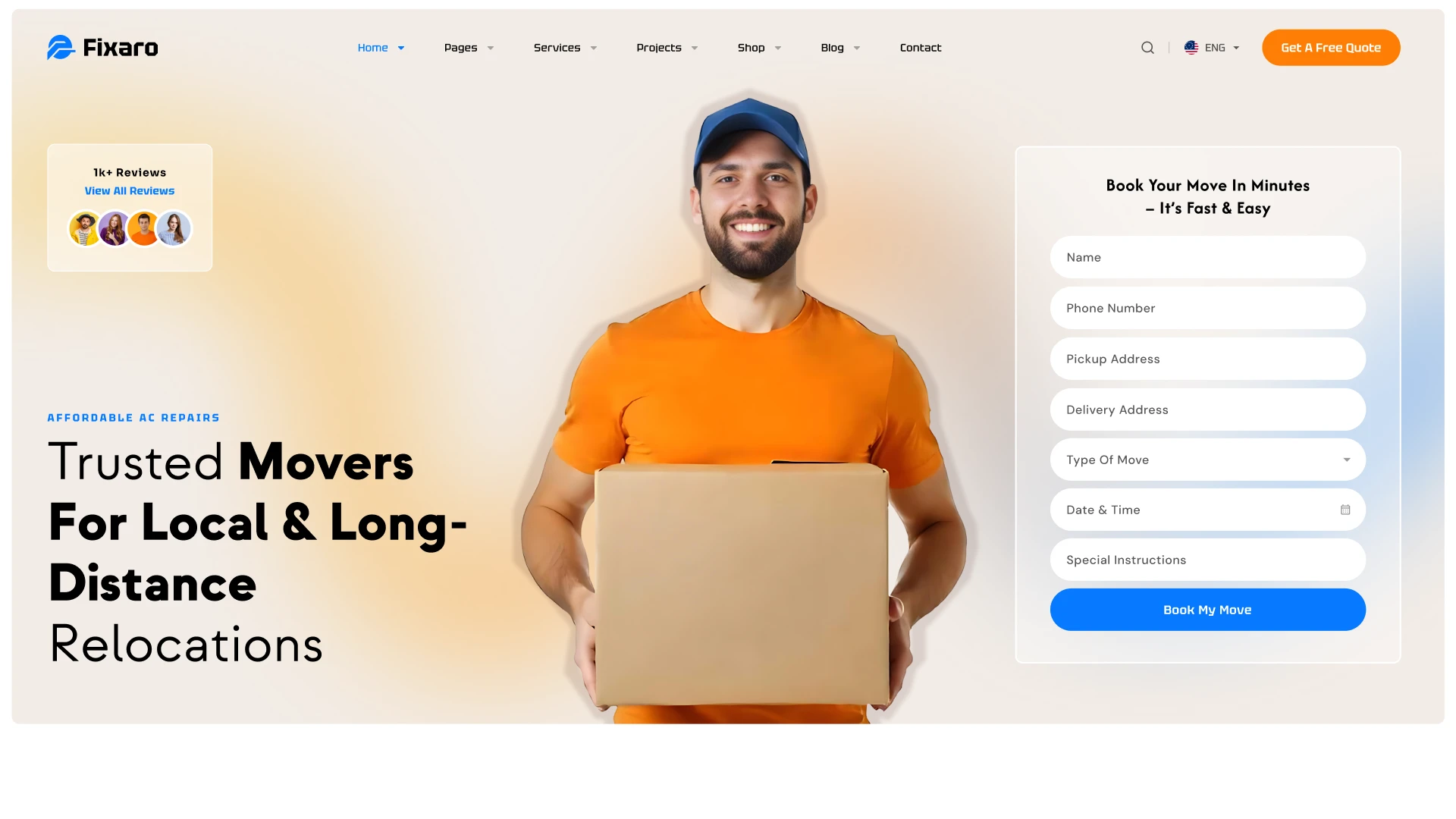 Fixaro - On Demand Home Services Figma Website Template