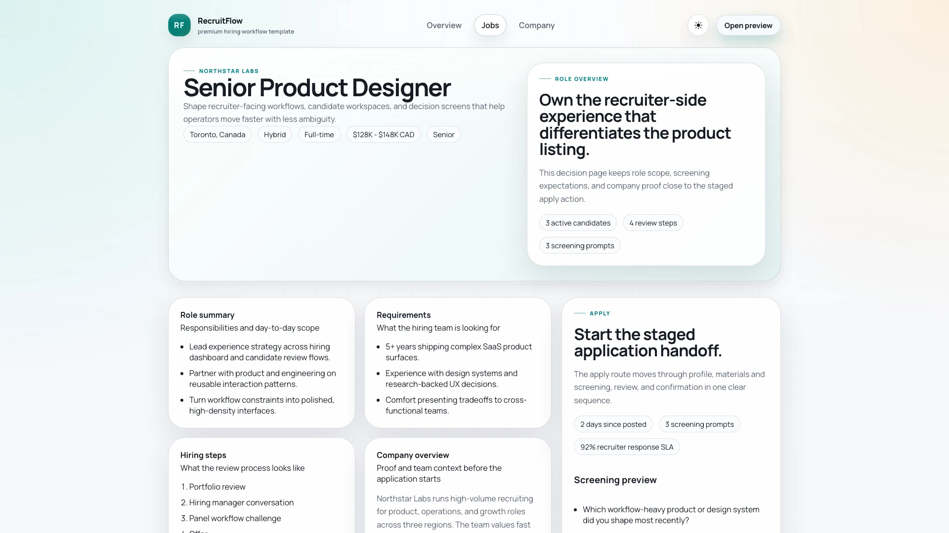 RecruitFlow - React Job Board & Recruiter Dashboard Template