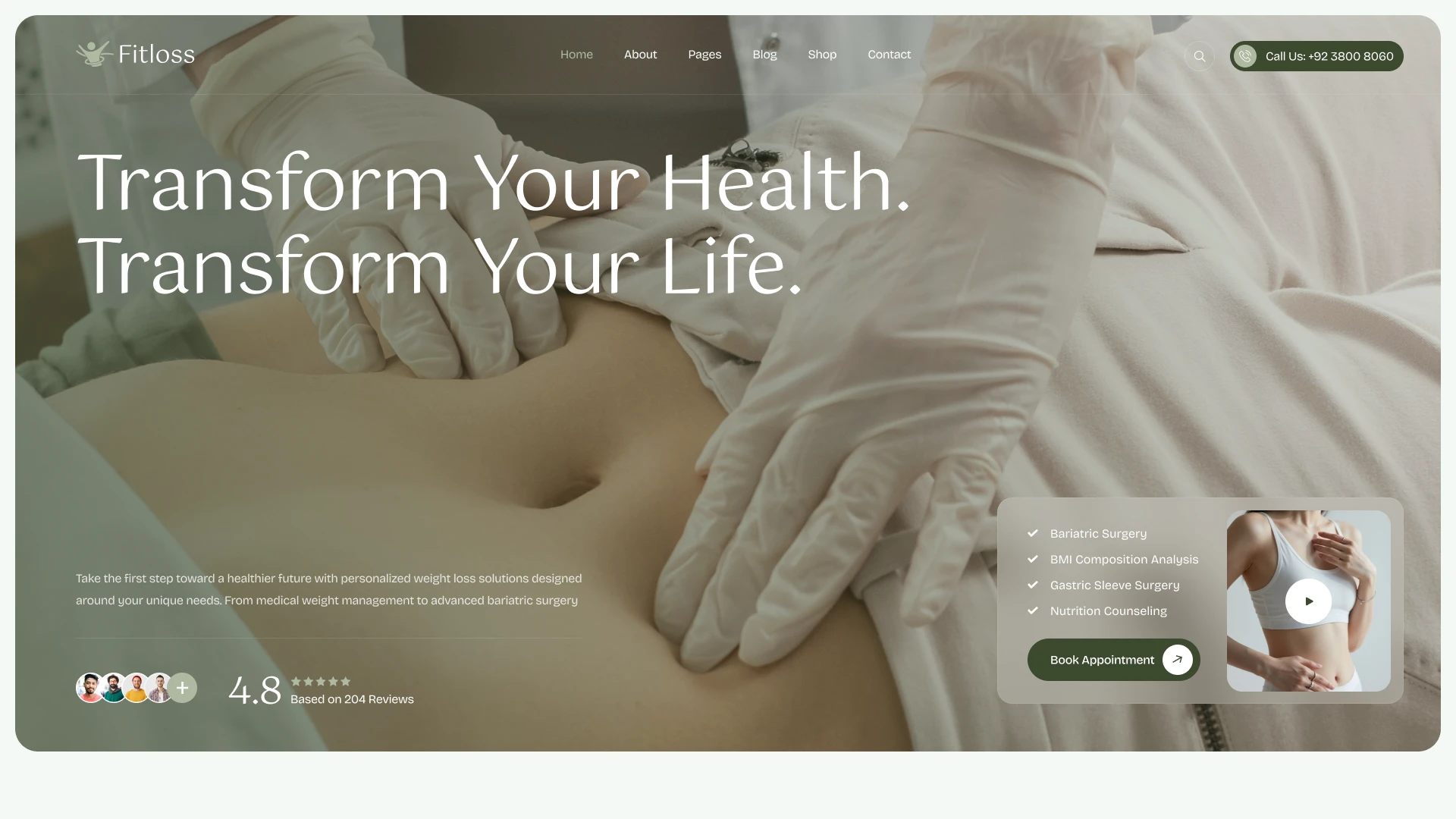 Fitloss - Weight Loss Bariatric Clinic Figma Template (Screenshot 1 of 1)