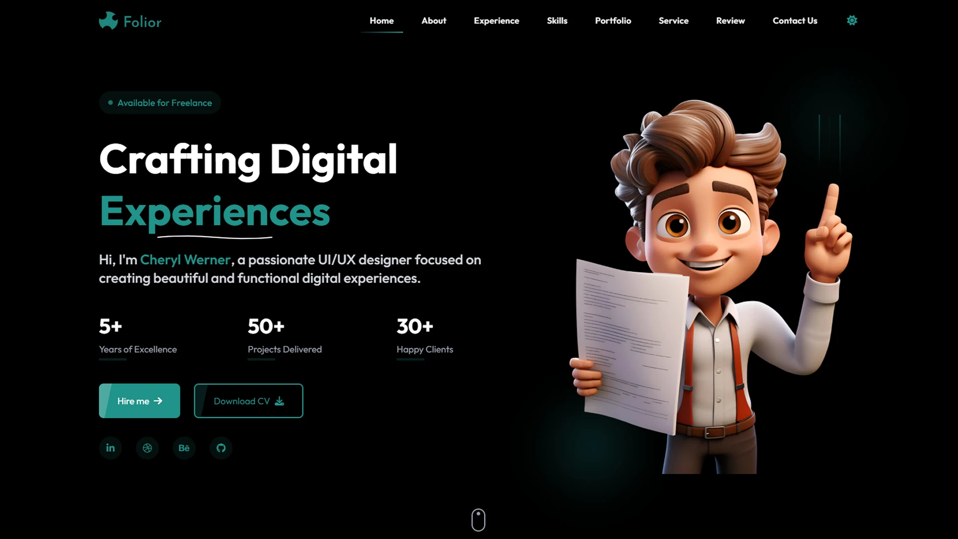 Folior - Portfolio Website Template Tailwind Modern Developer Portfolio