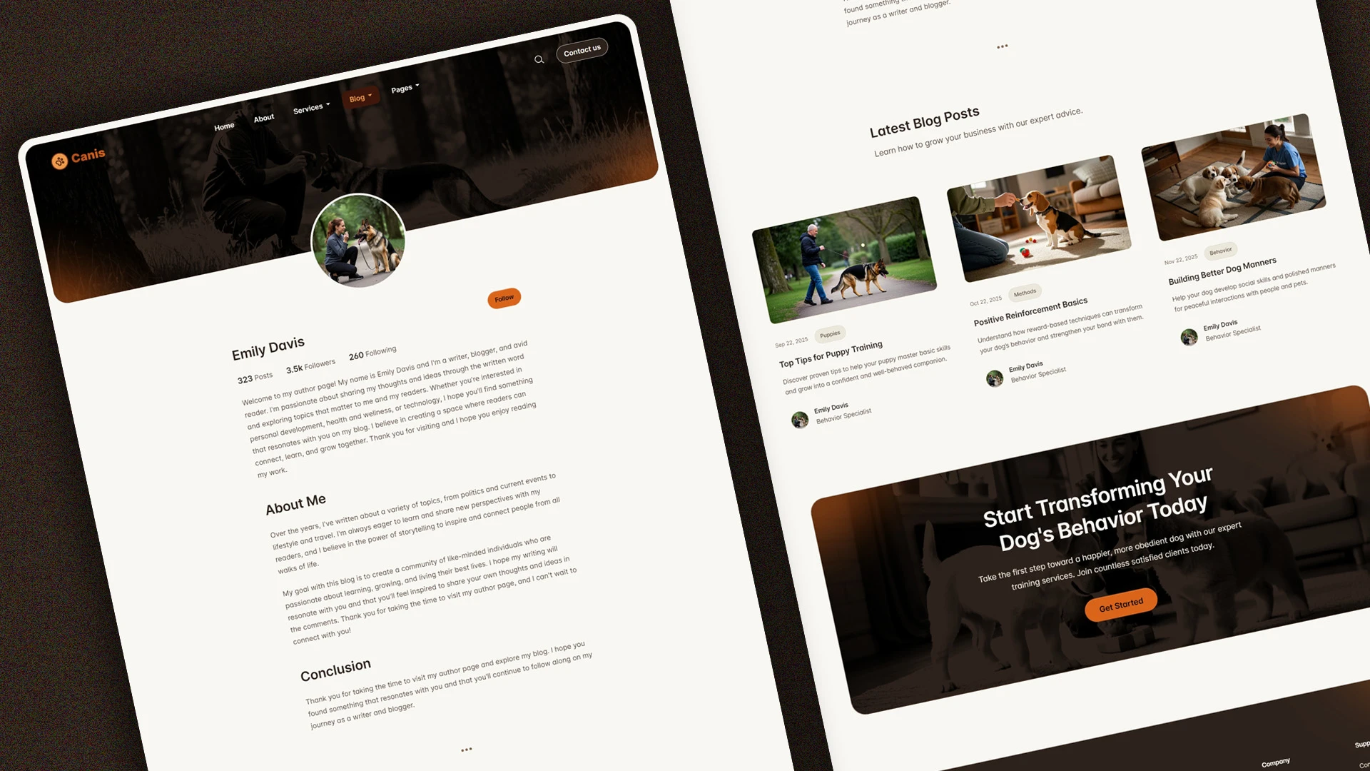 Canis - Professional Dog Training Services HTML Website Template