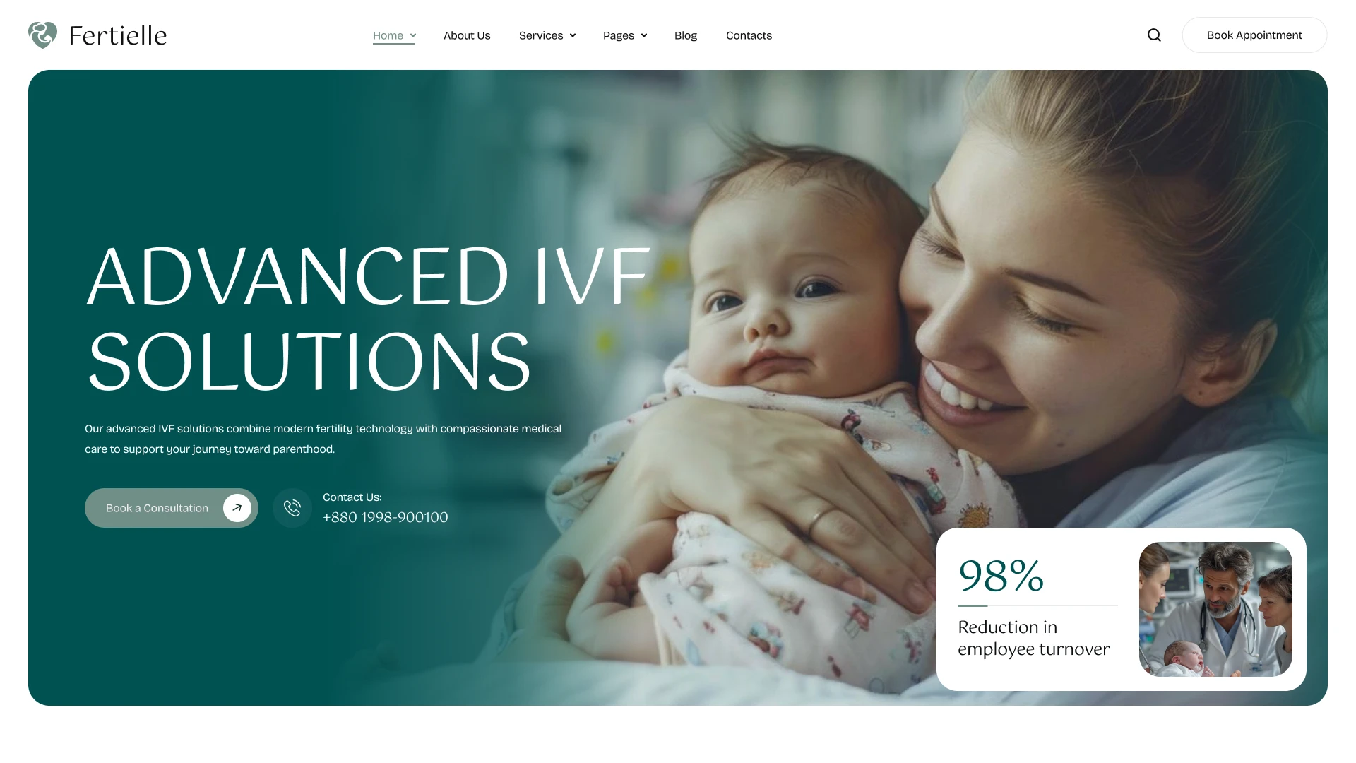 Fertielle - IVF & Pregnancy Care Clinic Figma Template (Screenshot 1 of 1)