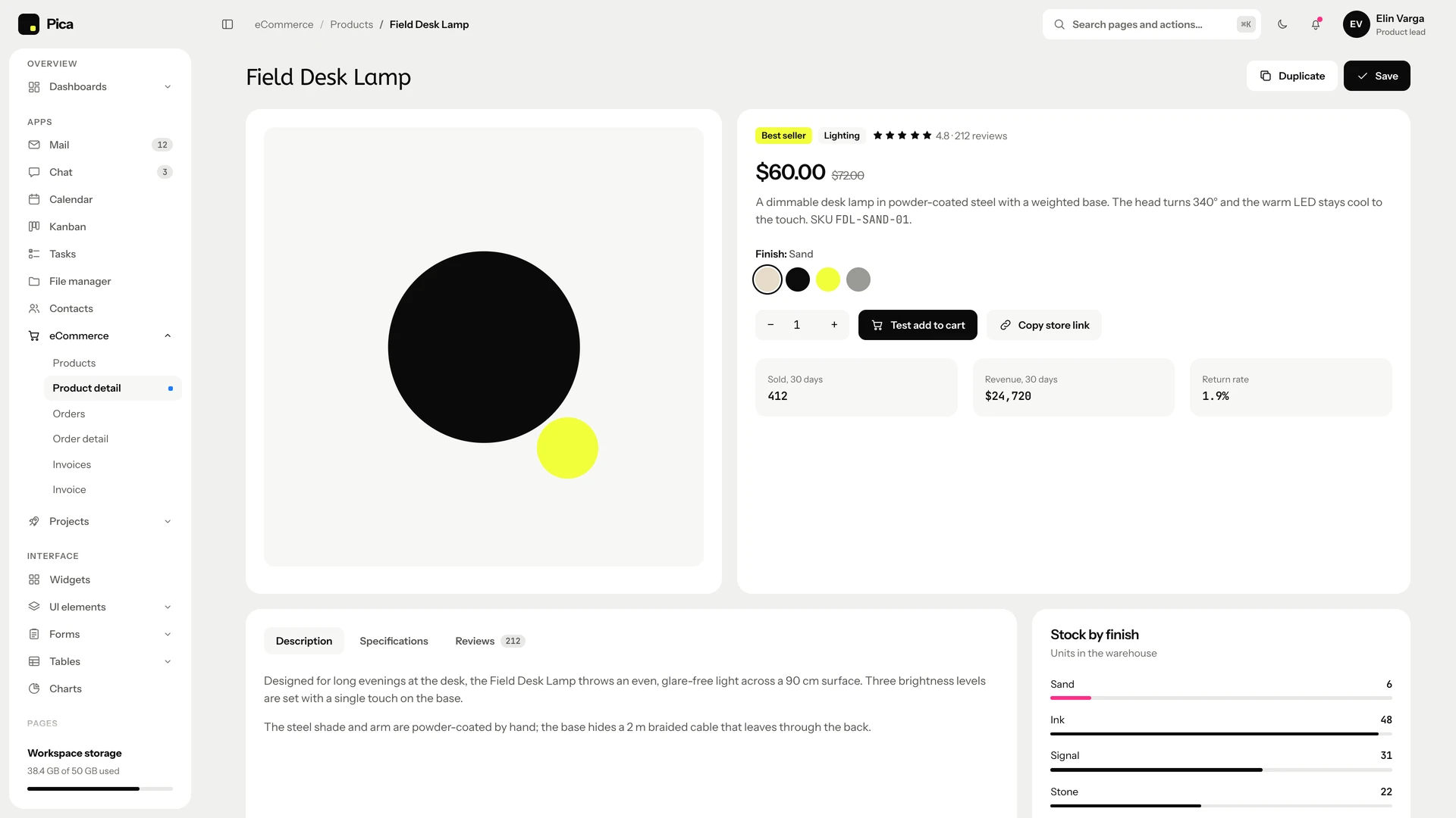 Pica - Minimal Black & White Admin Dashboard Template