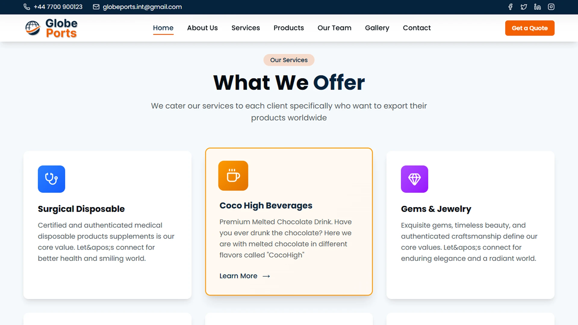 GlobePorts - Import Export Business Website Next.js Tailwind CSS
