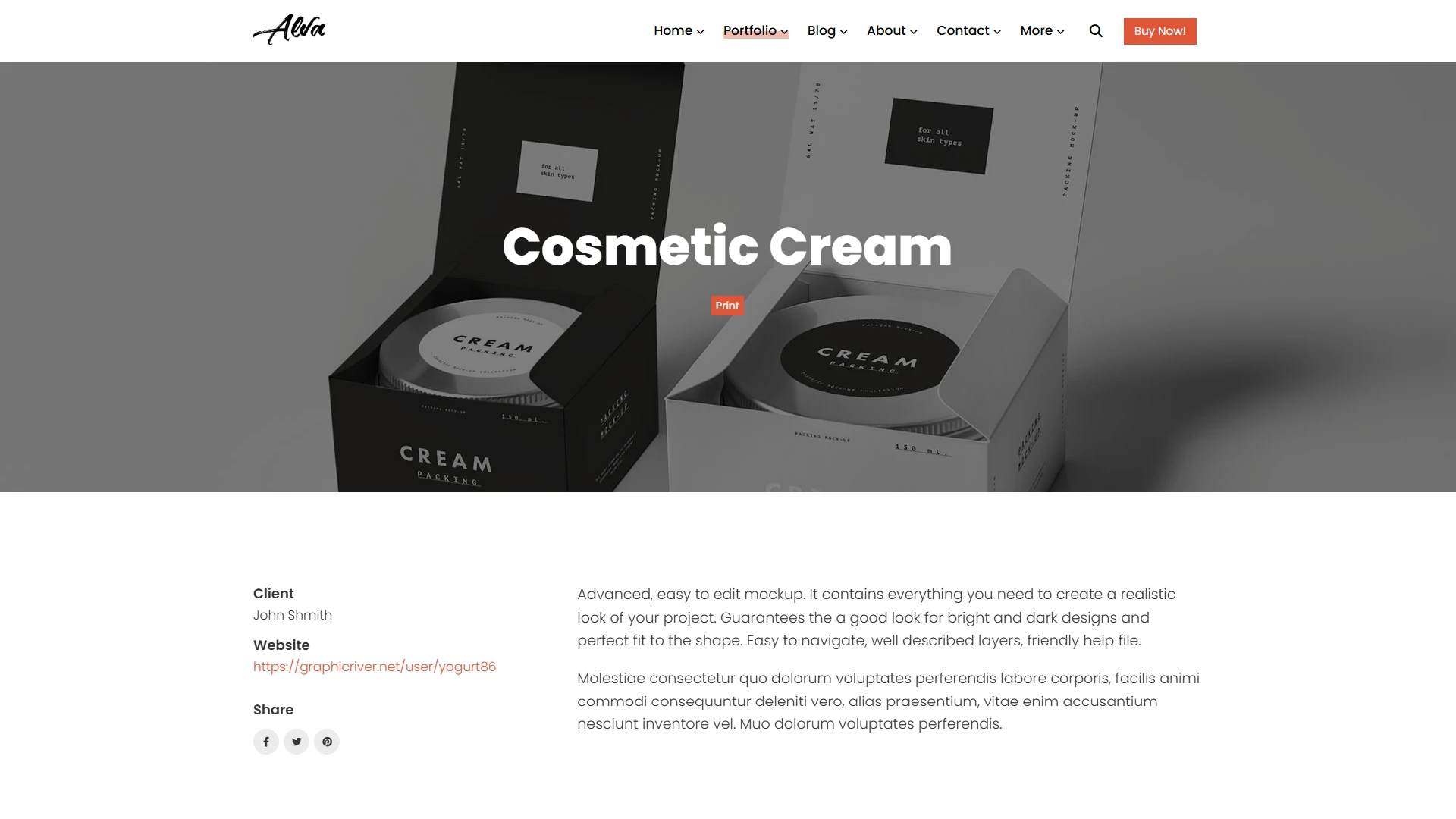 Alva - Creative Portfolio Showcase HTML Website Template