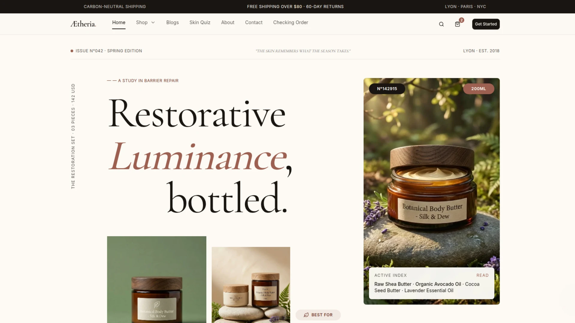 Aetheria Botanicals - Skincare & Beauty Next.js Storefront Template