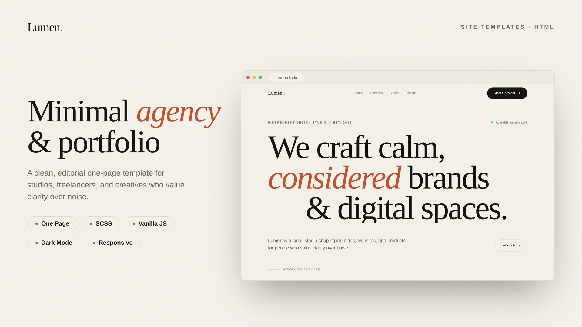 Lumen - Minimal Agency & Portfolio Template