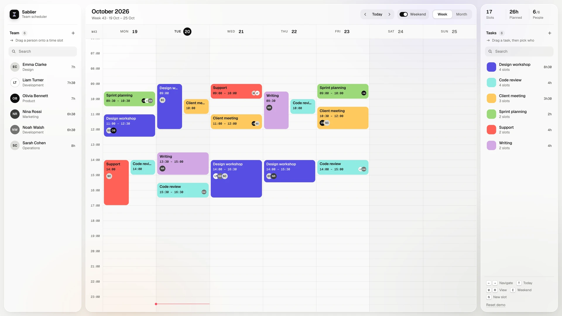 Sablier - Team Scheduler Template with Drag and Drop for React and Vue (Screenshot 1 of 13)