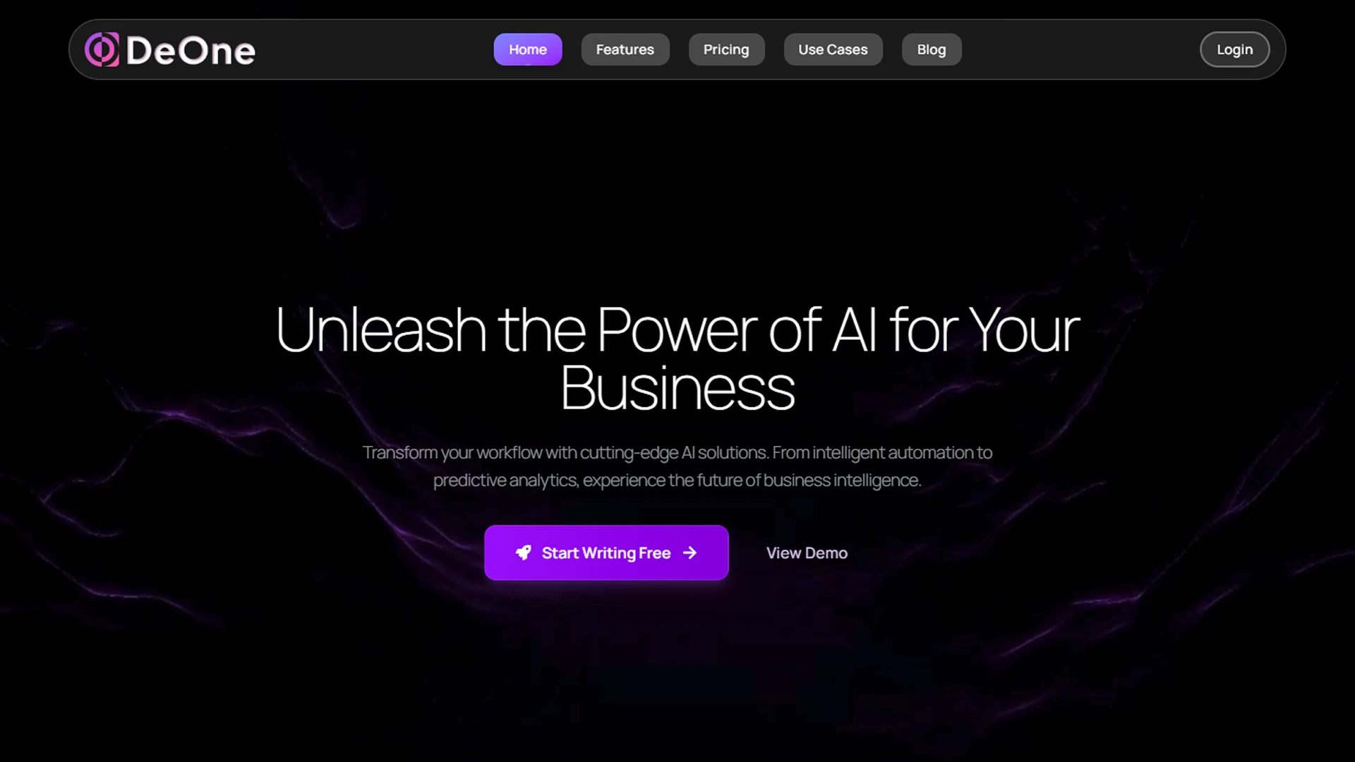 DeOne - AI SaaS & Software Landing Page React Template