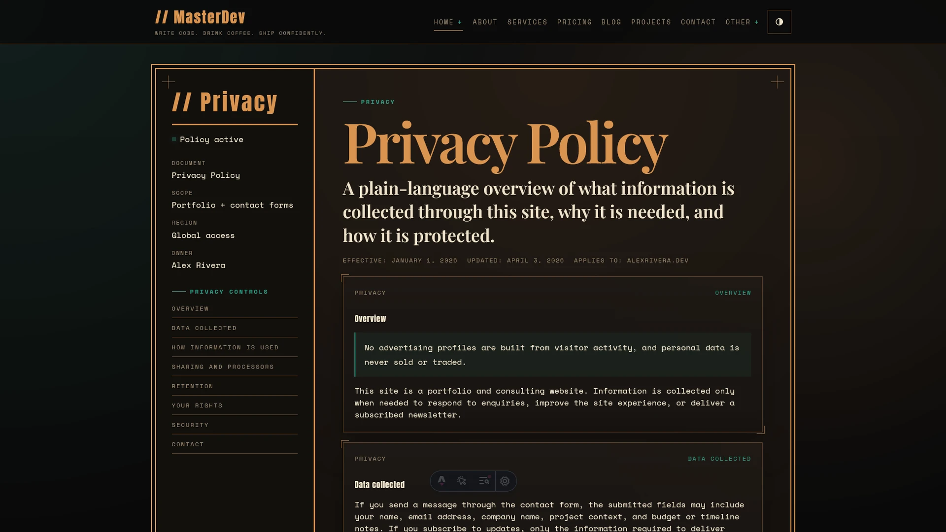 MasterDev - Developer Portfolio Astro Template with Sass & Tailwind Utilities