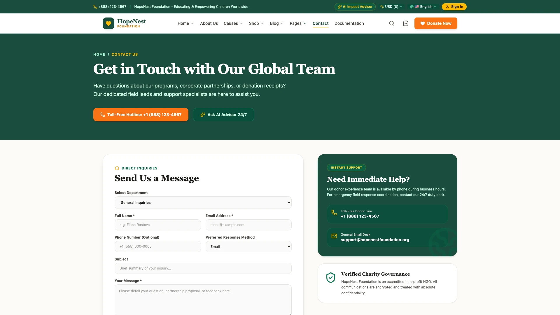 HopeNest - NGO, Charity & Donation Next.js Tailwind Template
