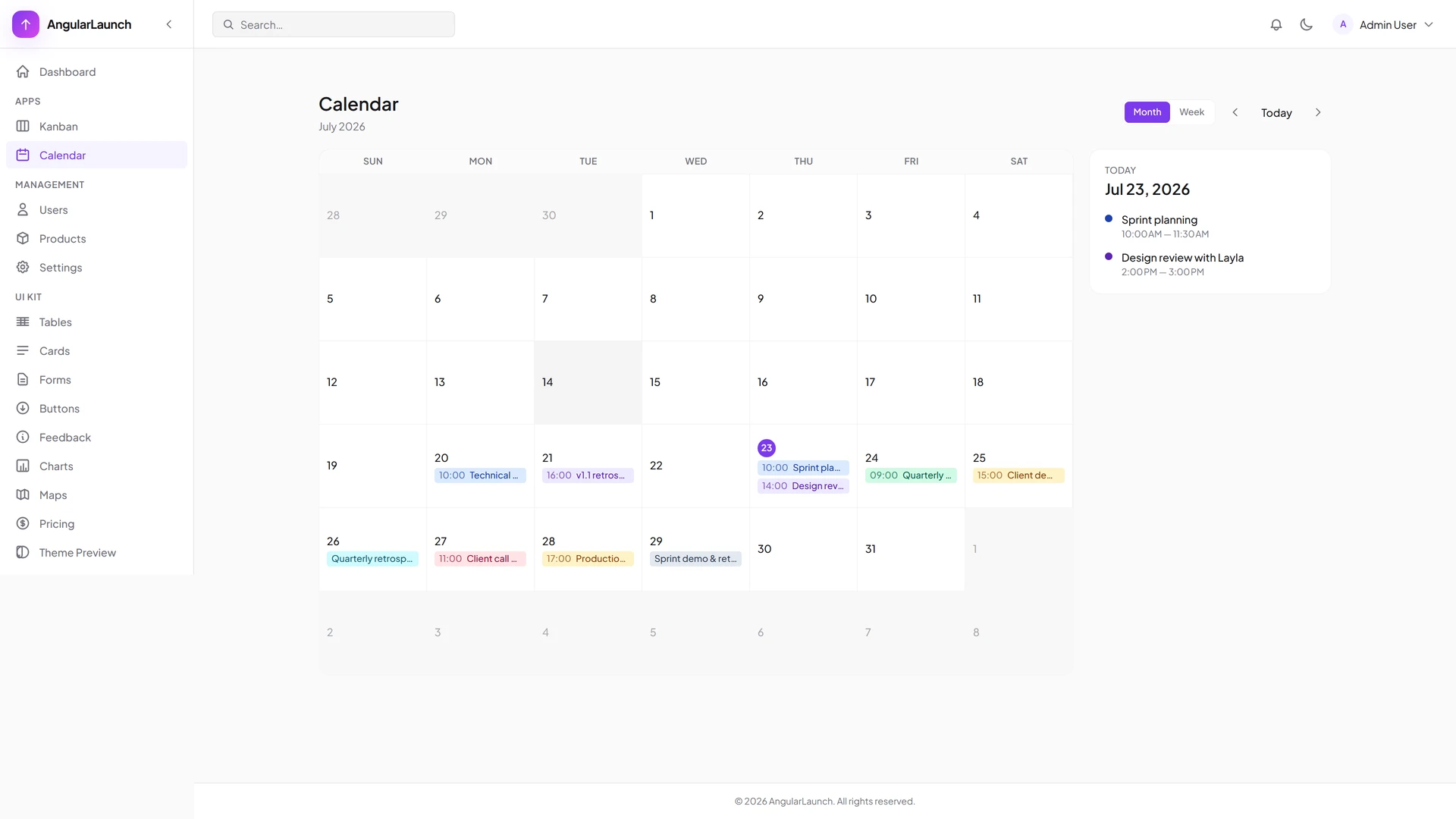 AngularLaunch - Angular 21 Admin Dashboard Template + Dark Mode & RTL
