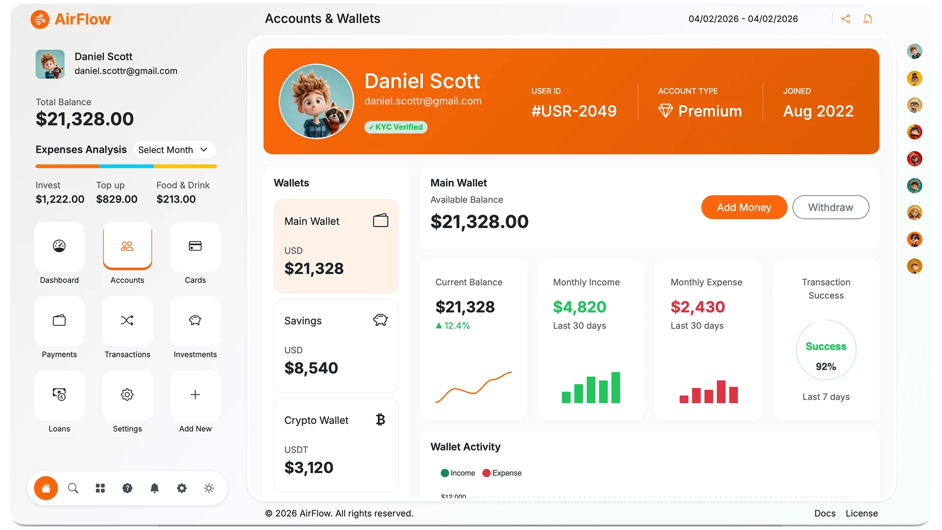 AirFlow - Fintech Dashboard and Bootstrap Admin Template