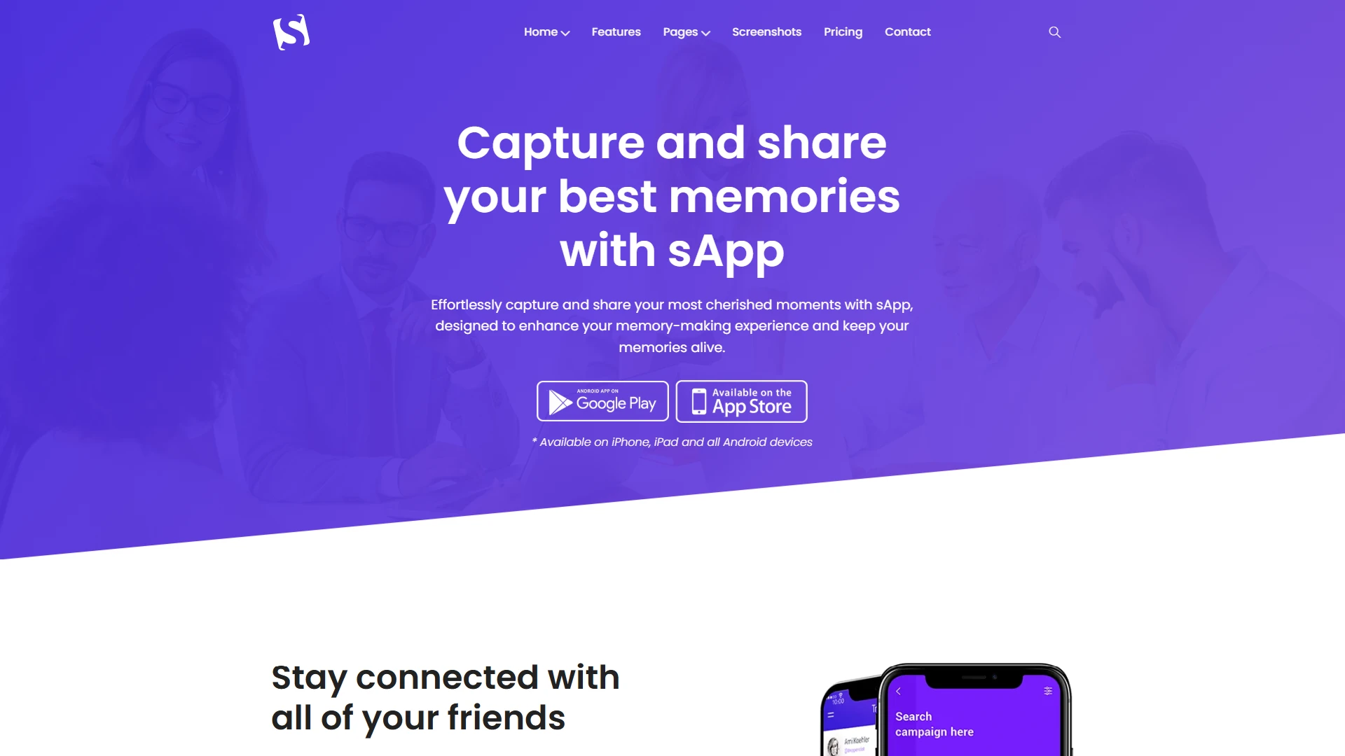 sApp - App Landing Page Template