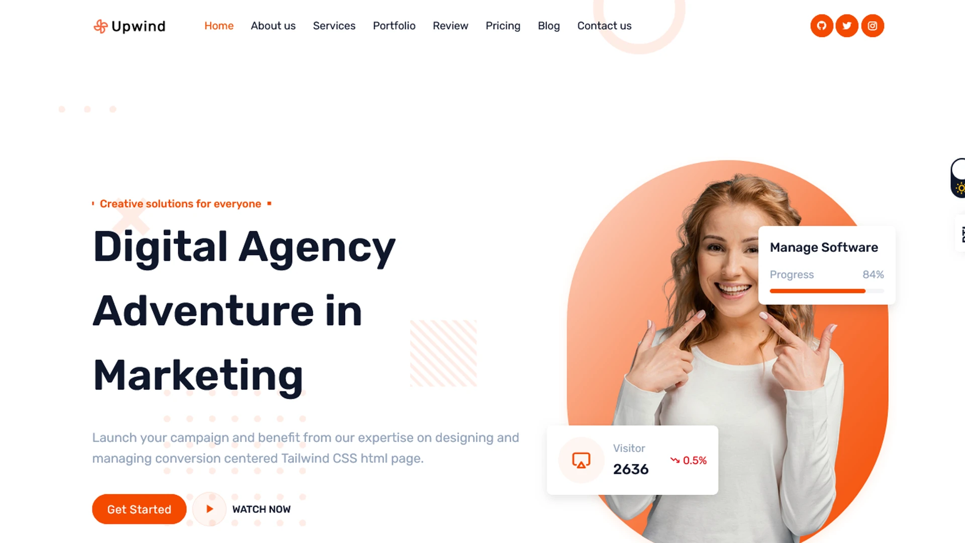 Upwind - Tailwind CSS Landing Page Template