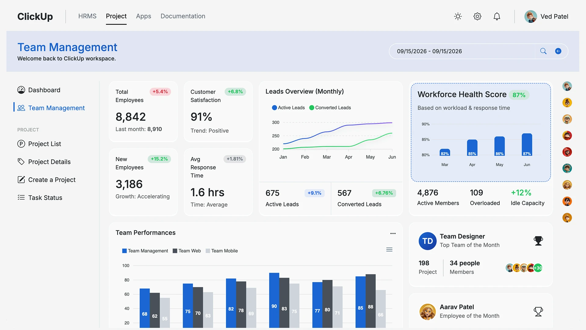 ClickUp - HR and Project Admin Dashboard Template