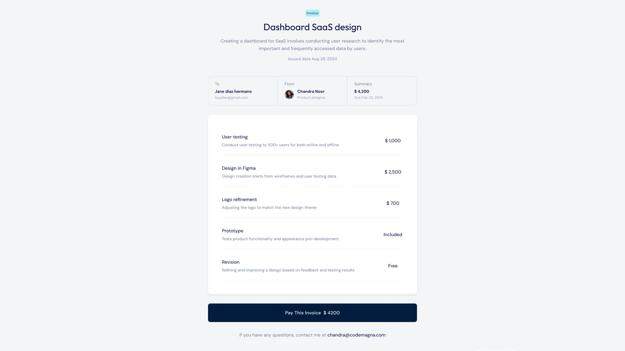 InvoicePro - Framer and Figma Invoice Template for Personal Freelancers