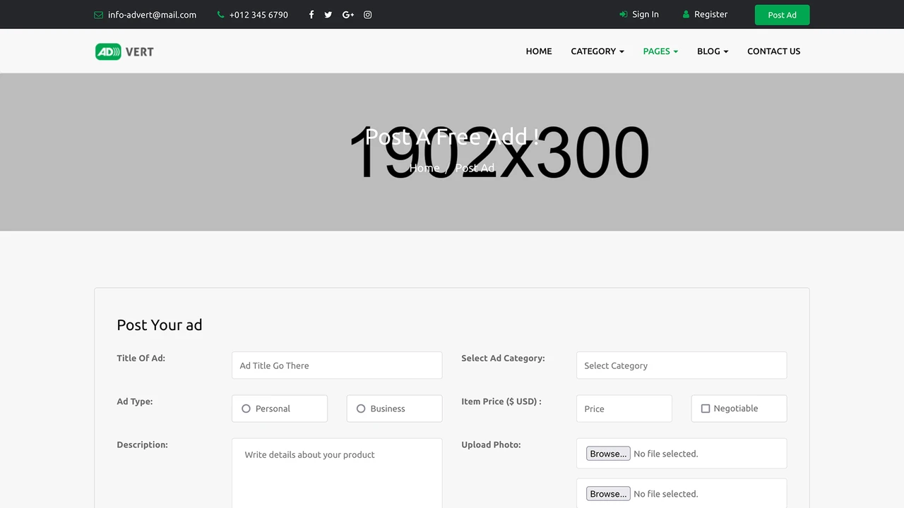 Advert - Classified Ads Template