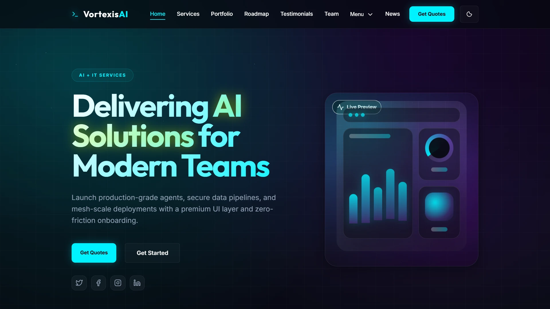 Vortexis AI - Modern SaaS AI Website Template