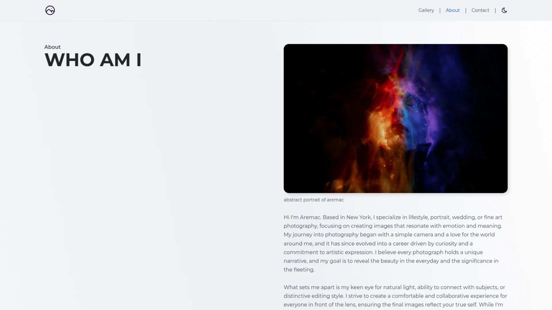 Aremac - Minimal One Page Photographer Portfolio HTML Template