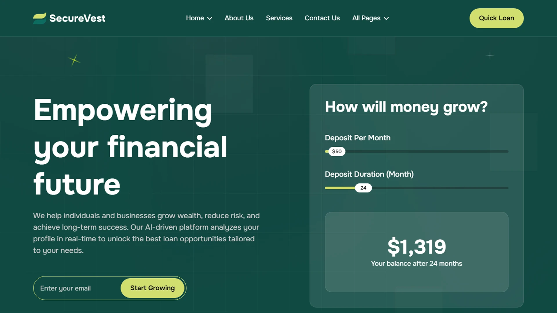 SecureVest - Vue.js Digital Banking & Financial Services Template