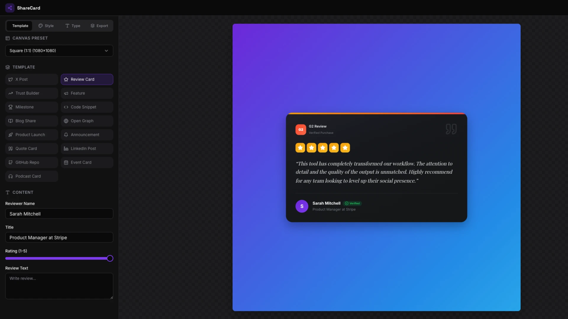 ShareCard - Social Media Card & Visual Content Generator