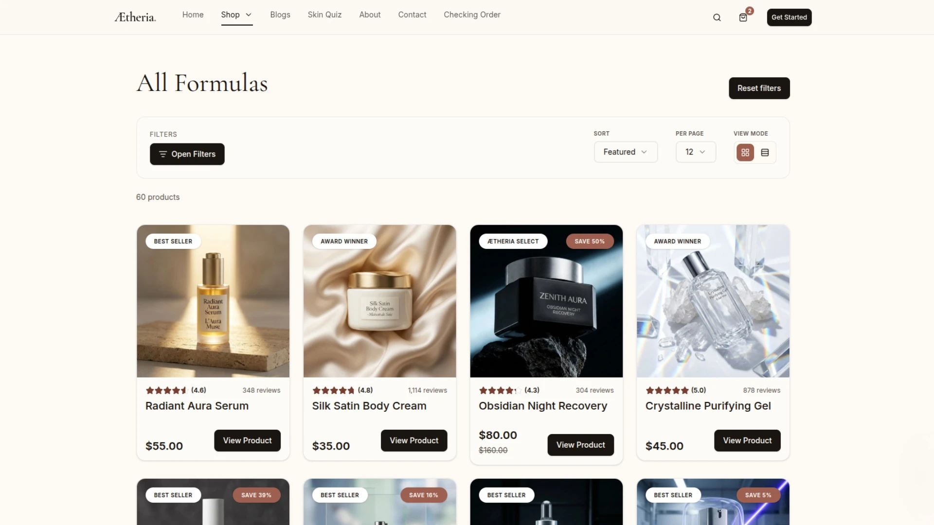 Aetheria Botanicals - Skincare & Beauty Next.js Storefront Template