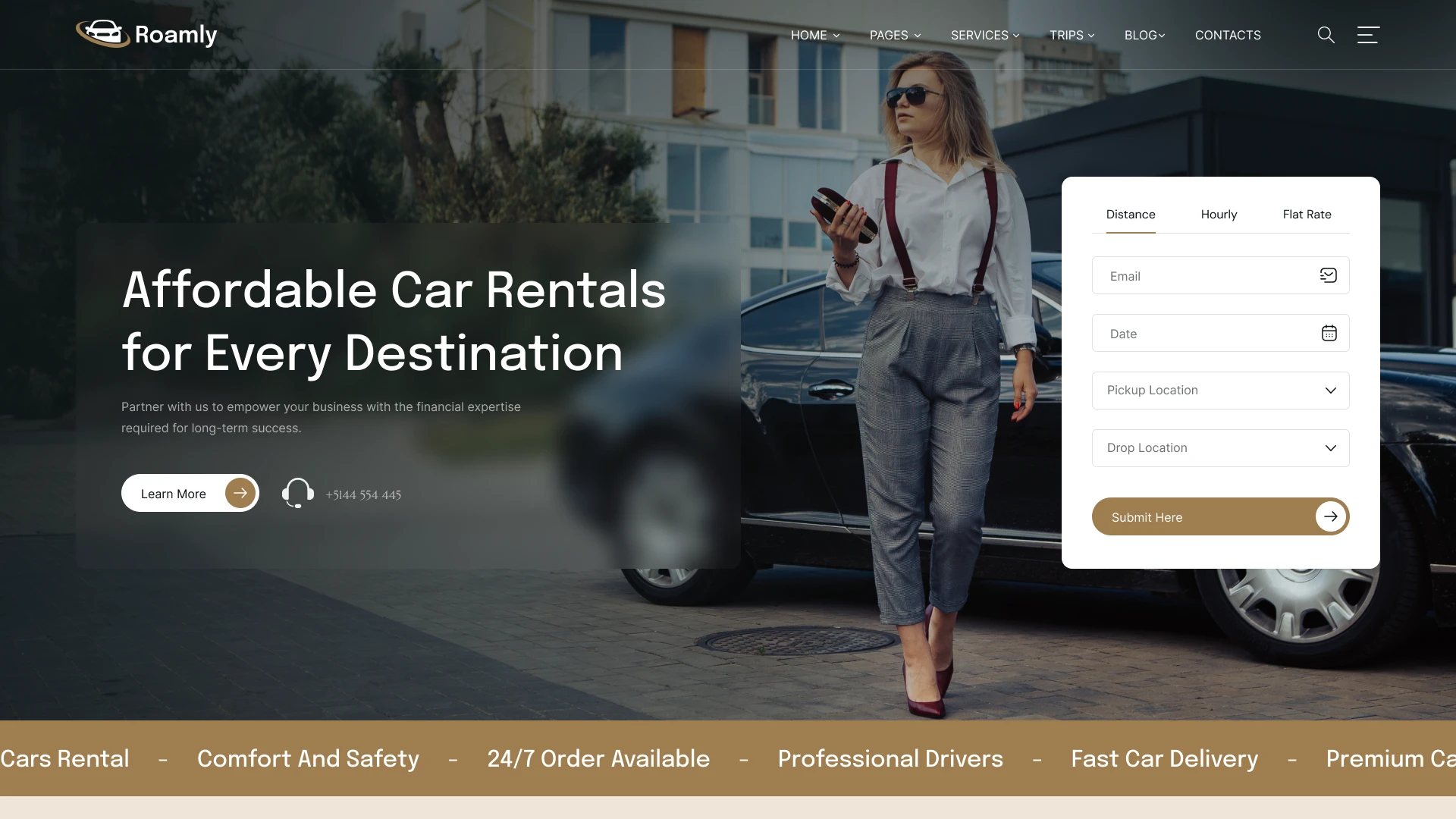 Roamly - Car Rental & Travel Hire Figma Template (Screenshot 1 of 1)