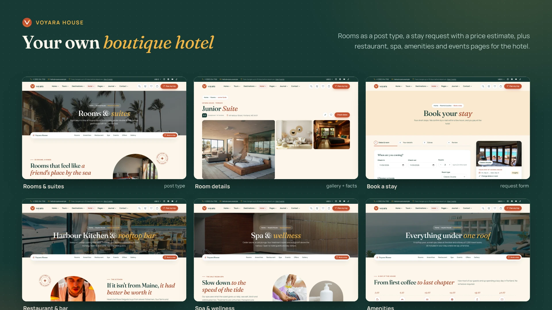 Voyara - Travel Agency & Boutique Hotel WordPress Theme (Screenshot 5 of 9)