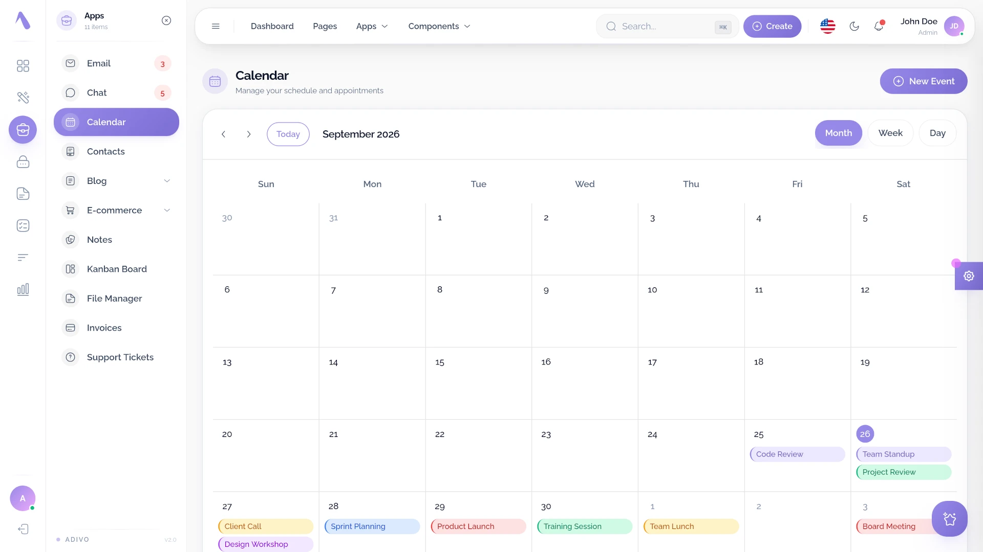 Adivo - AI Ready React 19 Admin Dashboard Template
