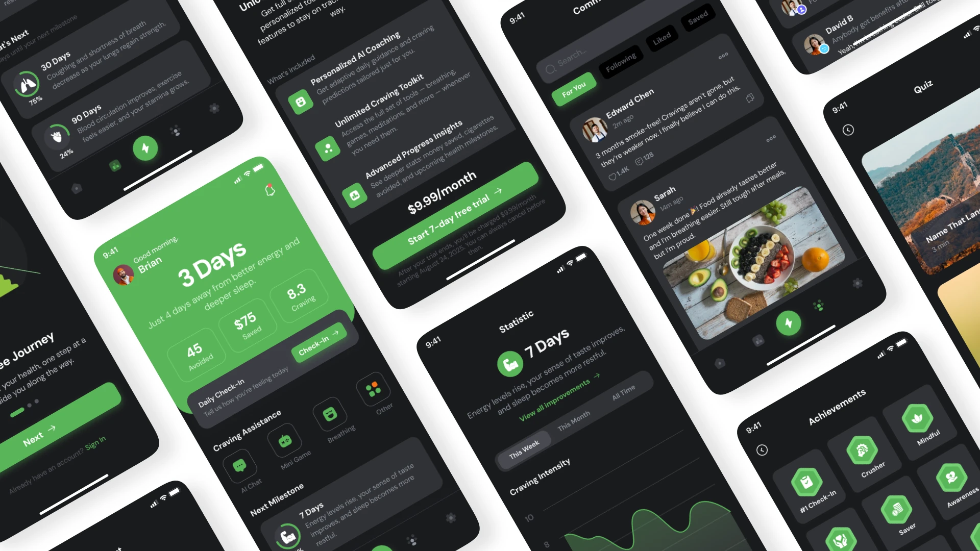 Unsmoke - Quit Smoking & Wellness Mobile UI Kit
