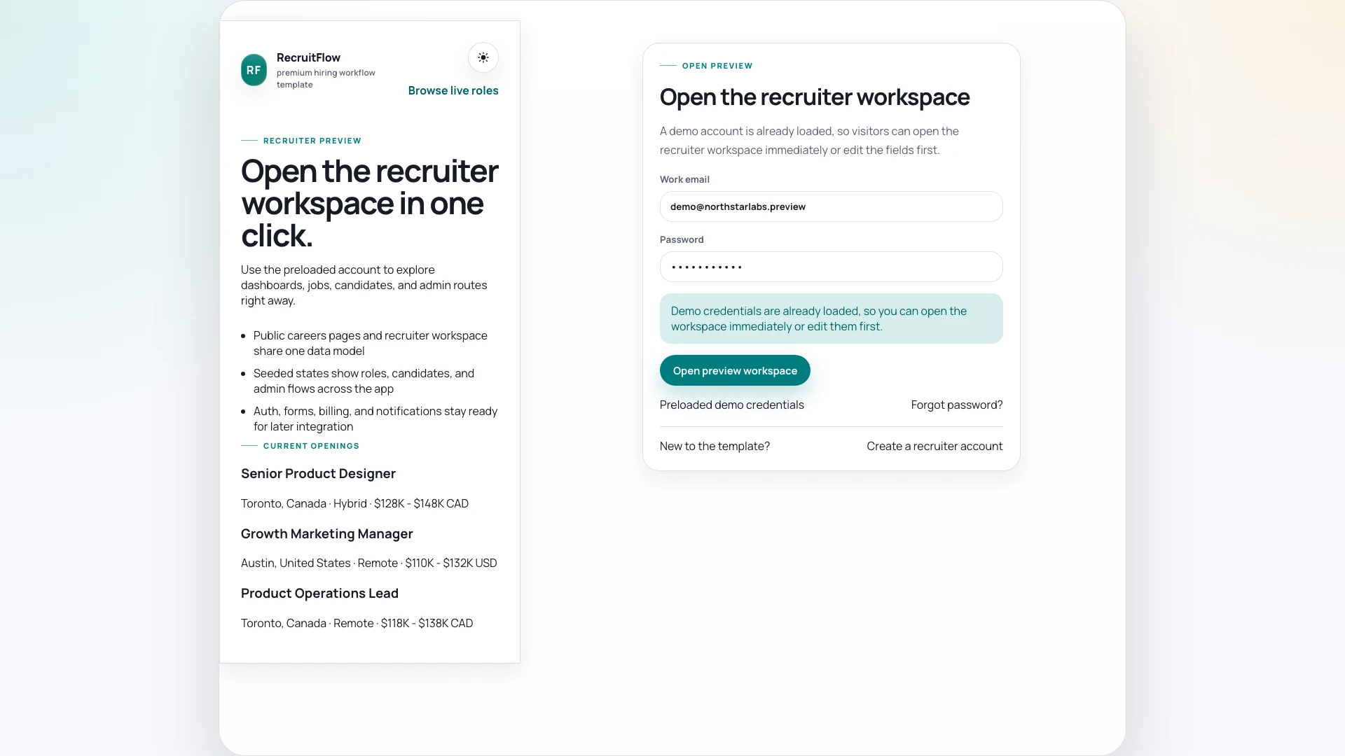 RecruitFlow - React Job Board & Recruiter Dashboard Template