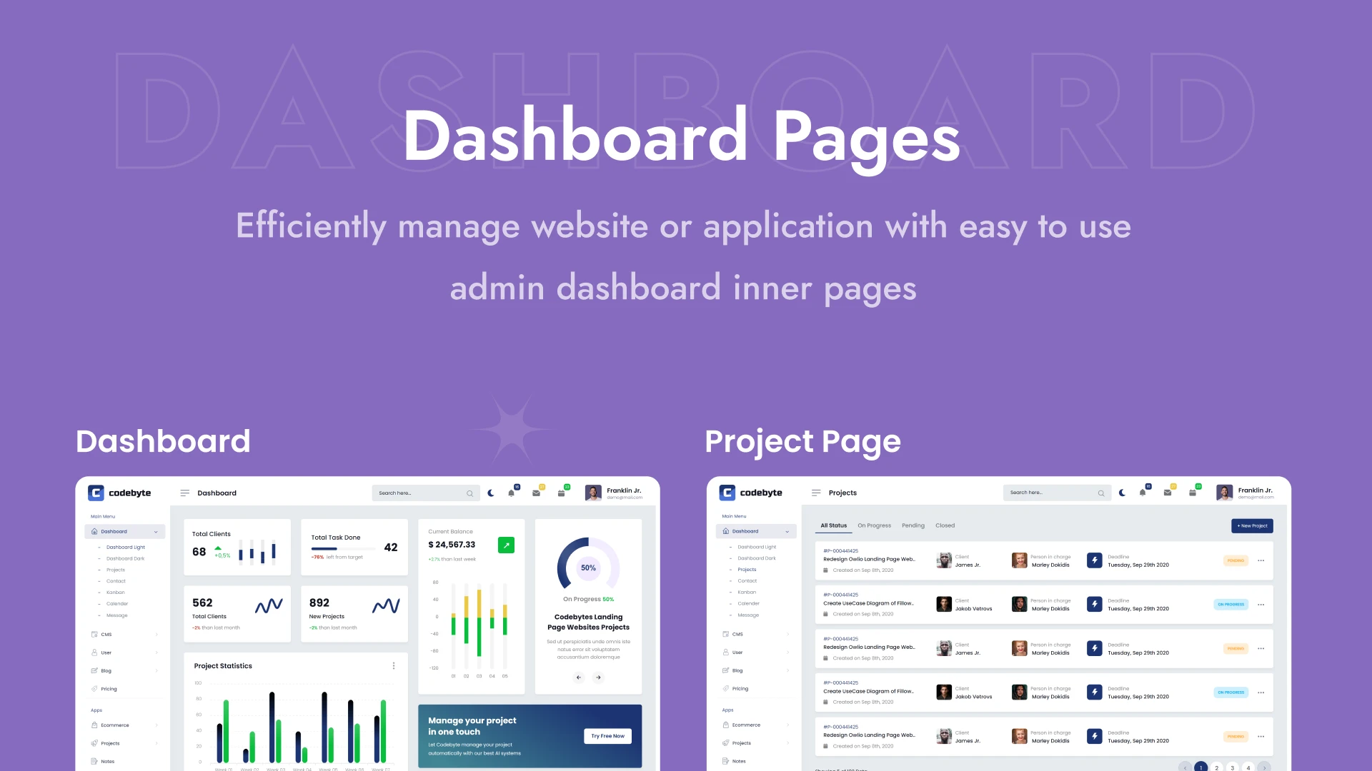 CodeByte - 8 in 1 Admin Dashboard Template