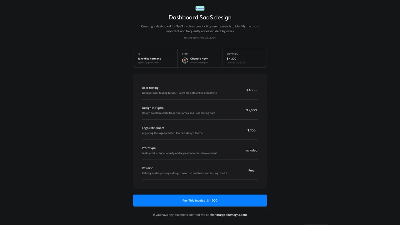 InvoicePro - Framer and Figma Invoice Template for Personal Freelancers